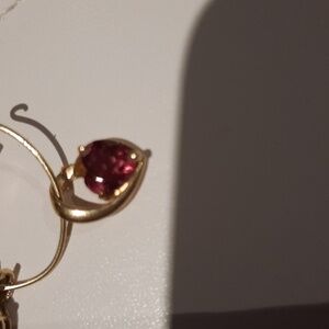 AUTHENTIC SOLID 14K YELLOW GOLD GENUINE RHODOLITE GARNET HEART PENDANT SLIDER 🎁